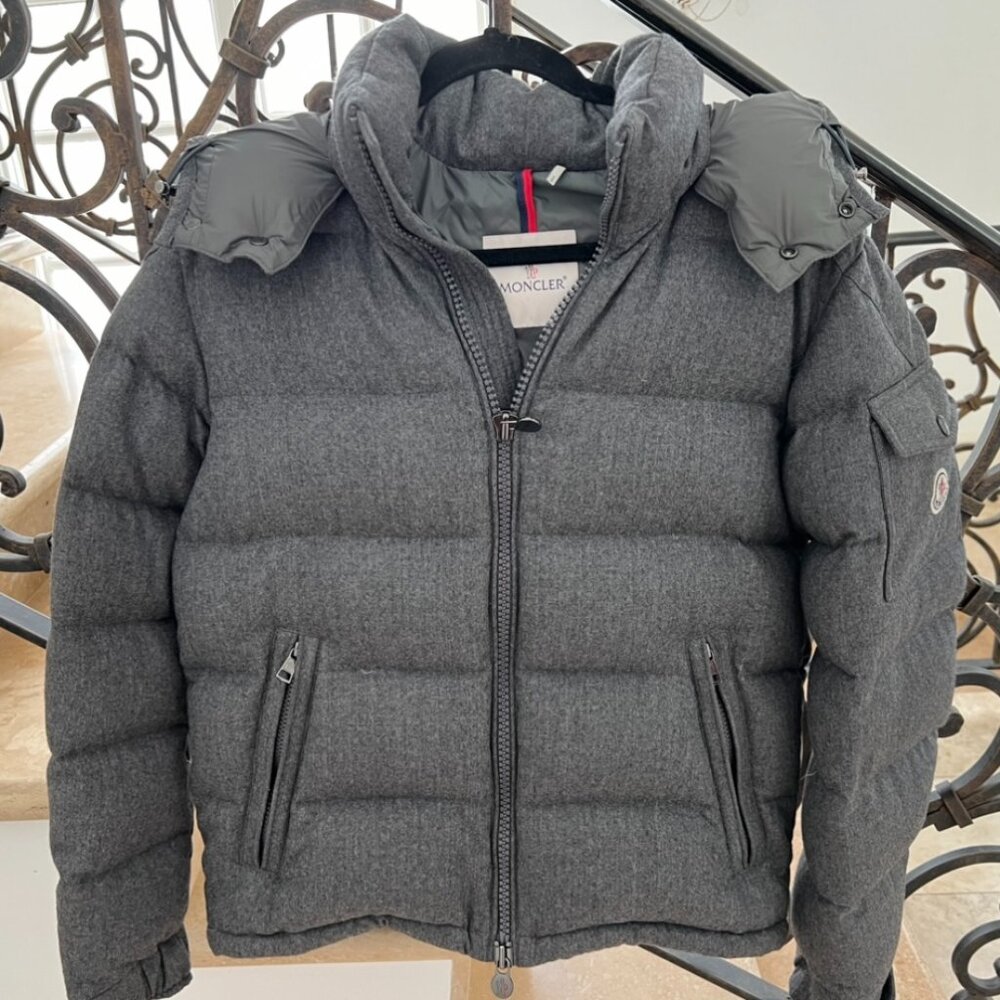 Moncler Montgenevre Wool Down Jacket in Slate Gray (Size: 2 / Medium)